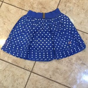 Hollister blue and white polka dot mini skirt
